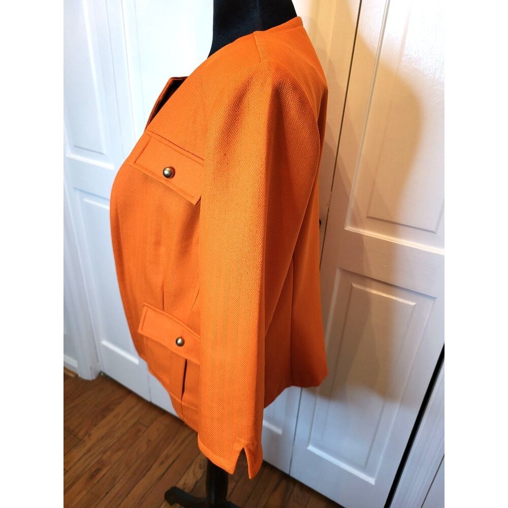 Pumpkin Orange Structured Jacket/Blazer R&K Originals 16P Lady Jacket Autumn - Picture 7 of 8